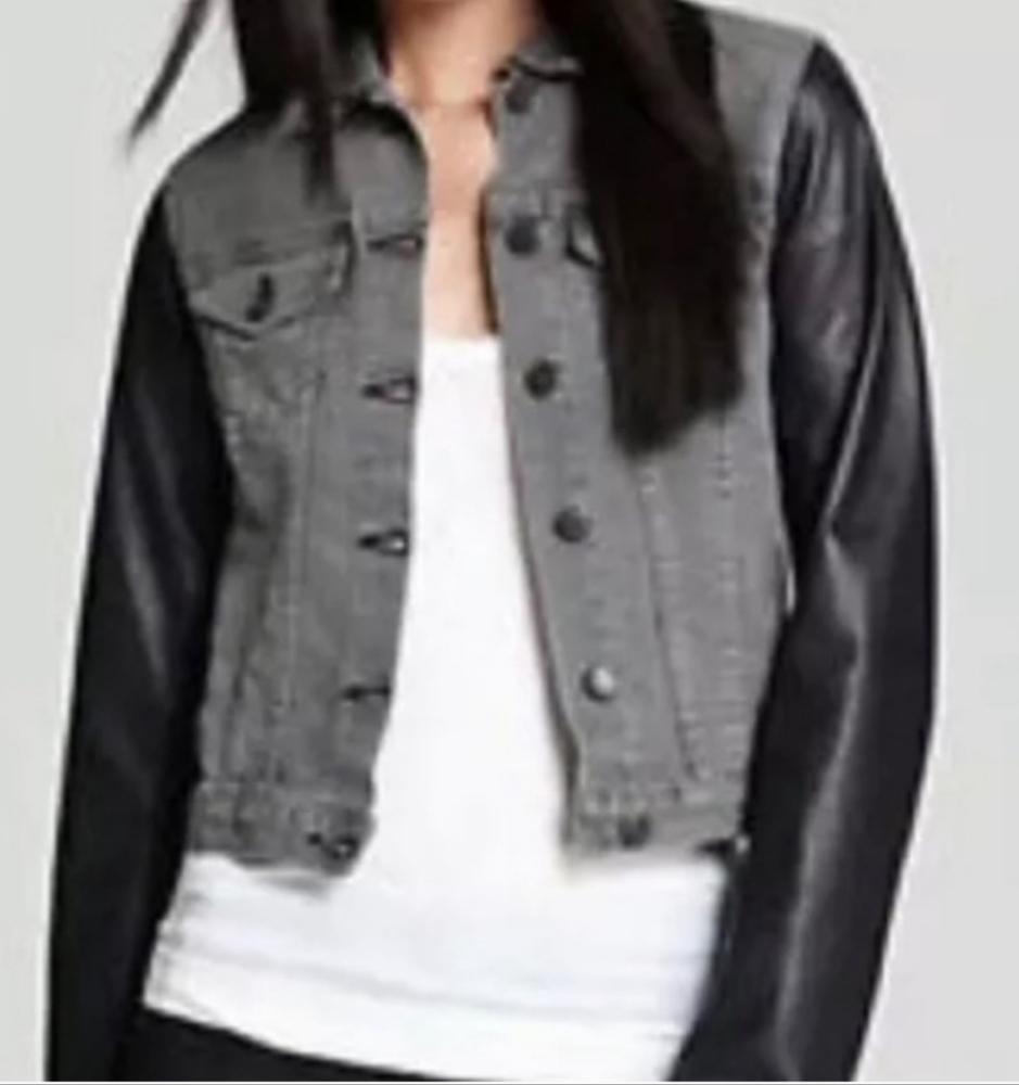 COPY - - - - Rag & Bone iron color /black lamb leather sleeve jacket size Xs. M…